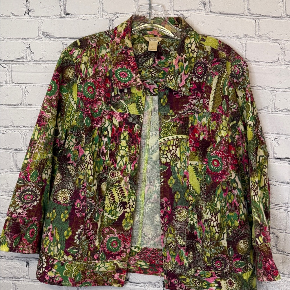 Christopher & Banks Floral Jacket XL Boho Patchwork Lightweight Blouse Jacket